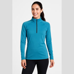 Women's Tek Gear Long Sleeve Tee L Teal Black Quarter Zip